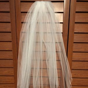 2 tier elbow length veil with rhinestones
